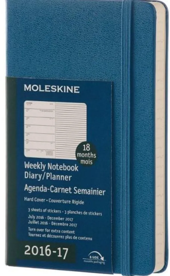 Moleskine 18 mesi - Agenda settimanale blu - Pocket Copertina rigida 2016-2017