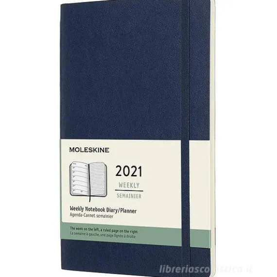 Moleskine 12 mesi - Agenda settimanale blu zaffiro - Large copertina morbida 2021