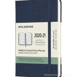 Moleskine 18 mesi - Agenda settimanale orizzontale blu zaffiro - Pocket copertina rigida 2020-2021