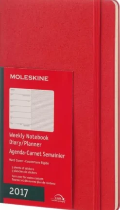 Moleskine 2017 12 mesi - Agenda settimanale rossa - Large Copertina rigida