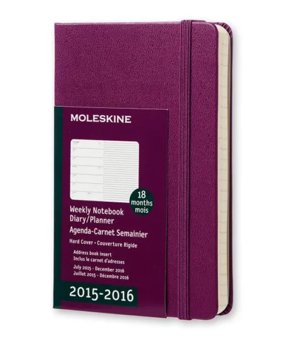 Moleskine 18 mesi - Agenda settimanale notebook - Pocket - Copertina rigida viola 2015 – 2016