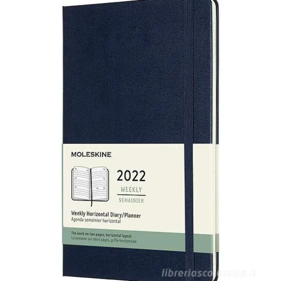 Moleskine 12 mesi - Agenda settimanale orizzontale blu zaffiro - Large copertina rigida 2022