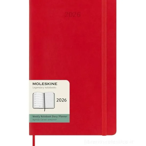 Moleskine 12 mesi - Agenda settimanale rosso scarlatto - Large copertina morbida 2026