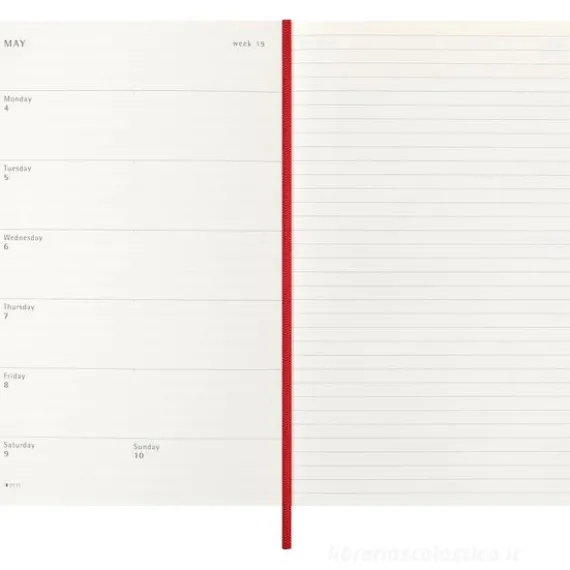 Moleskine 12 mesi - Agenda settimanale rosso scarlatto - Large copertina morbida 2026
