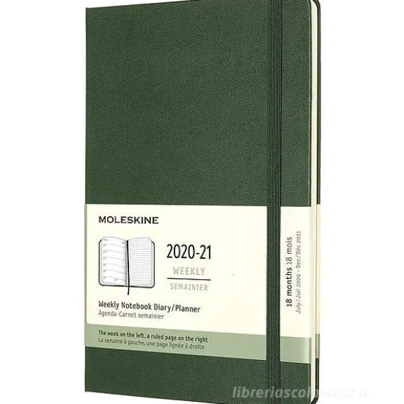 Moleskine 18 mesi - Agenda settimanale verde mirto - Large copertina rigida 2020-2021