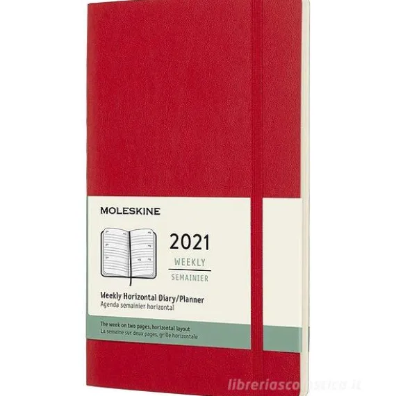 Moleskine 12 mesi - Agenda settimanale orizzontale rosso scarlatto - Large copertina morbida 2021