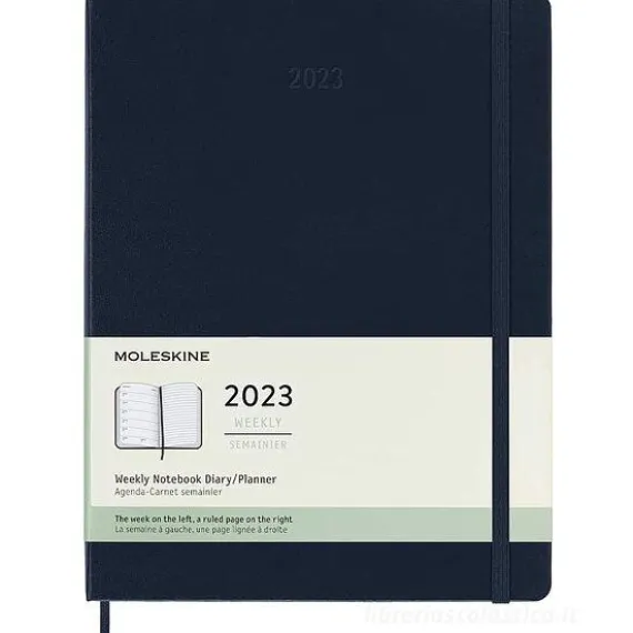 Moleskine 12 mesi - Agenda settimanale blu zaffiro - Extra Large copertina rigida 2023