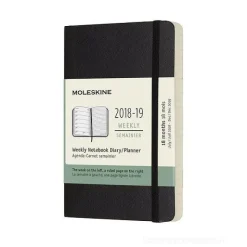 Moleskine 18 mesi - Agenda settimanale nera - Pocket copertina morbida 2018-2019