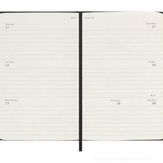 Moleskine 18 mesi - Agenda settimanale orizzontale nero - Pocket copertina rigida 2024-2025