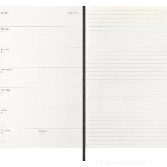 Moleskine 12 mesi - Agenda settimanale nero - Large copertina morbida 2026