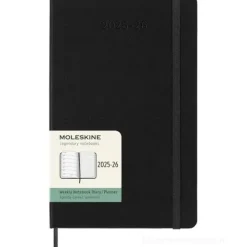 Moleskine 18 mesi - Agenda settimanale nero - Large copertina rigida 2025-2026