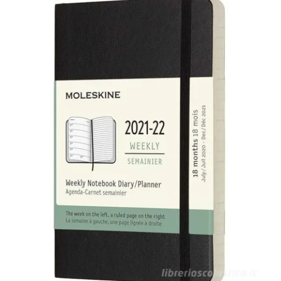 Moleskine 18 mesi - Agenda settimanale nero - Pocket copertina morbida 2021-2022