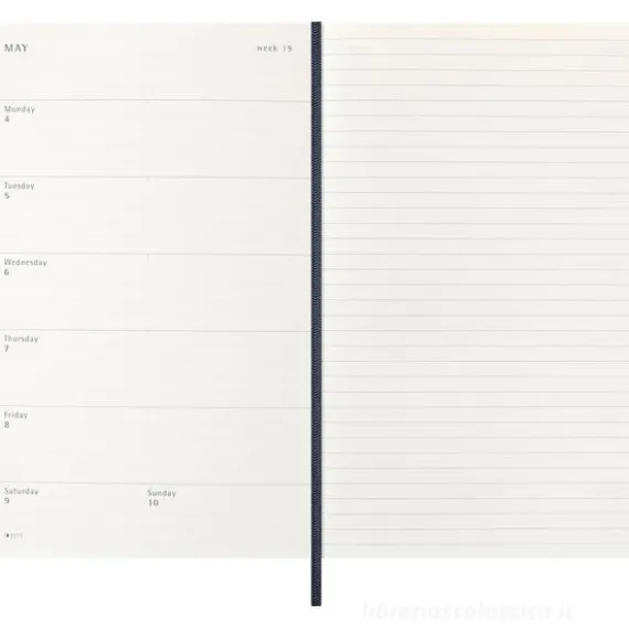 Moleskine 12 mesi - Agenda settimanale blu zaffiro - Large copertina morbida 2026