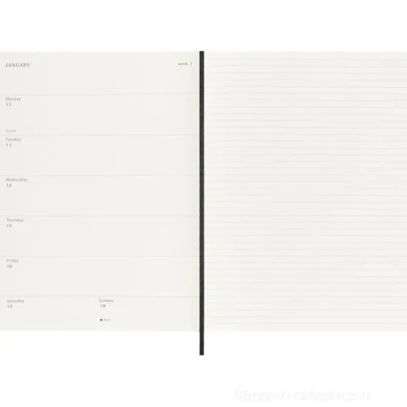 Moleskine 12 mesi - Agenda settimanale nero - Extra Large copertina morbida 2026