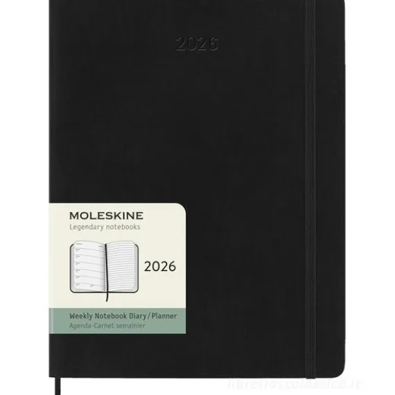 Moleskine 12 mesi - Agenda settimanale nero - Extra Large copertina morbida 2026