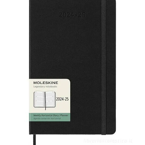 Moleskine 18 mesi - Agenda settimanale orizzontale nero - Large copertina rigida 2024-2025