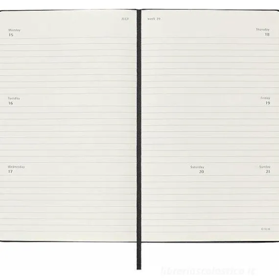 Moleskine 18 mesi - Agenda settimanale orizzontale nero - Large copertina rigida 2024-2025