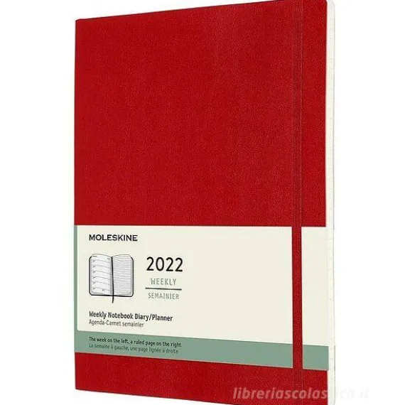 Moleskine 12 mesi - Agenda settimanale rosso scarlatto - Extra Large copertina morbida 2022
