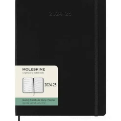 Moleskine 18 mesi - Agenda settimanale nera - Extra Large copertina rigida 2024-2025