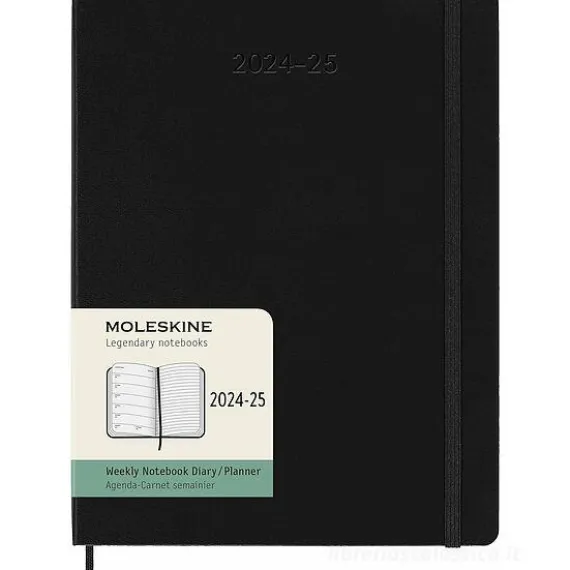 Moleskine 18 mesi - Agenda settimanale nera - Extra Large copertina rigida 2024-2025