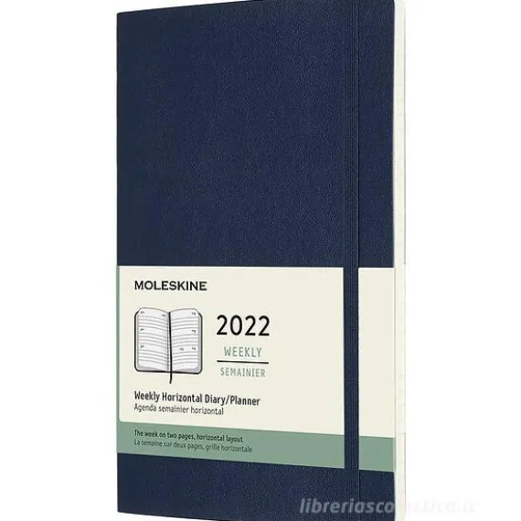 Moleskine 12 mesi - Agenda settimanale orizzontale blu zaffiro - Large copertina morbida 2022