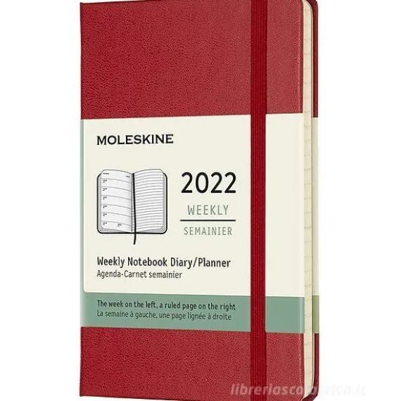 Moleskine 12 mesi - Agenda settimanale rosso scarlatto - Pocket copertina rigida 2022