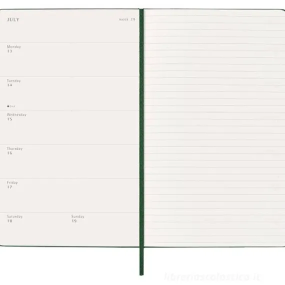 Moleskine 12 mesi - Agenda settimanale verde mirto - Large copertina rigida 2026