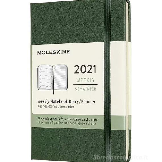 Moleskine 12 mesi - Agenda settimanale verde mirto - Pocket copertina rigida 2021