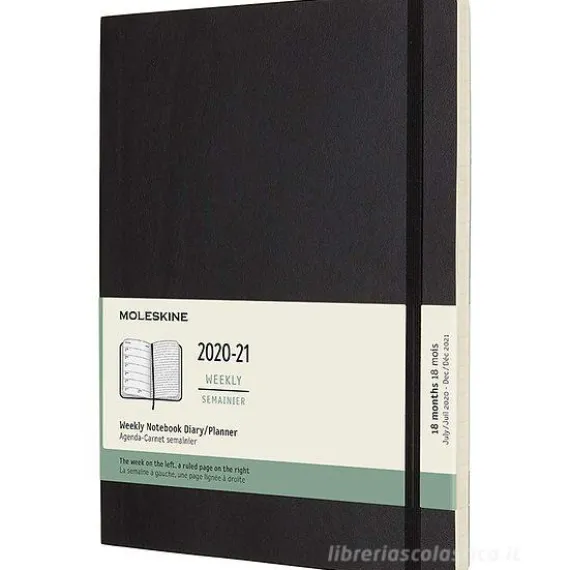 Moleskine 18 mesi - Agenda settimanale nera - X-Large copertina morbida 2020-2021