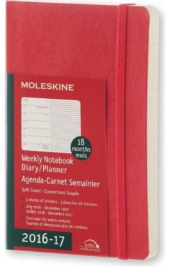 Moleskine 18 mesi - Agenda settimanale rossa - Pocket Copertina morbida 2016-2017