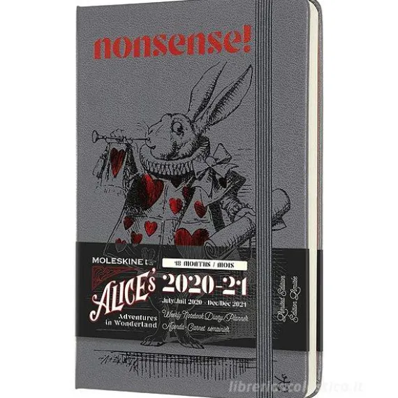 Moleskine 18 mesi - Agenda settimanale Limited Edition Alice in Wonderland grigio - Pocket copertina rigida 2020-2021