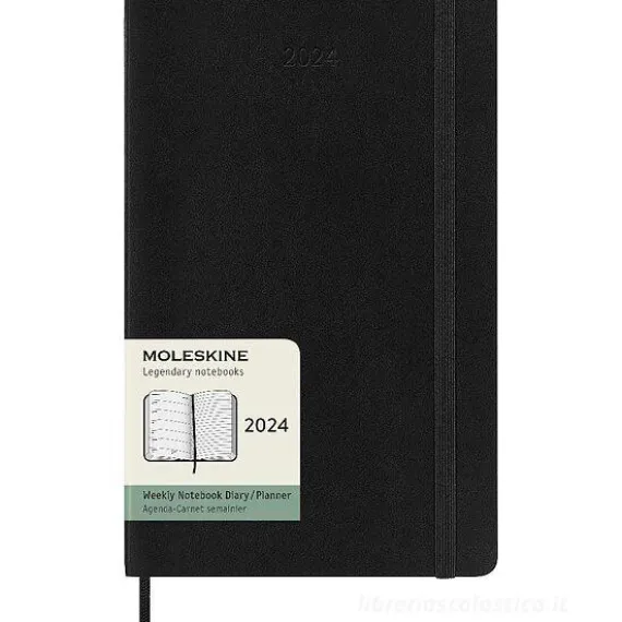 Moleskine 12 mesi - Agenda settimanale nero - Large copertina morbida 2024