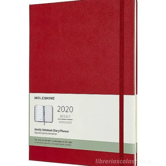 Moleskine 12 mesi - Agenda settimanale rosso - Extra Large copertina rigida 2020