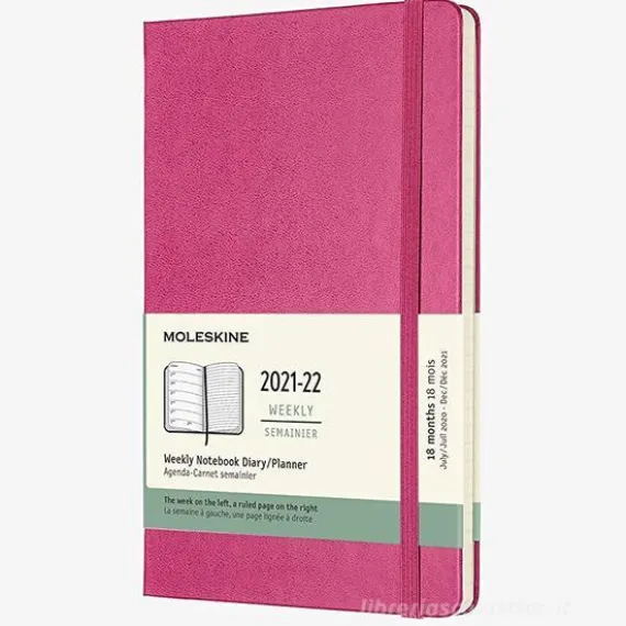 Moleskine 18 mesi - Agenda settimanale rosa bouganvillea - Large copertina rigida 2021-2022