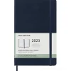 Moleskine 12 mesi - Agenda settimanale orizzontale blu zaffiro - Large copertina rigida 2023