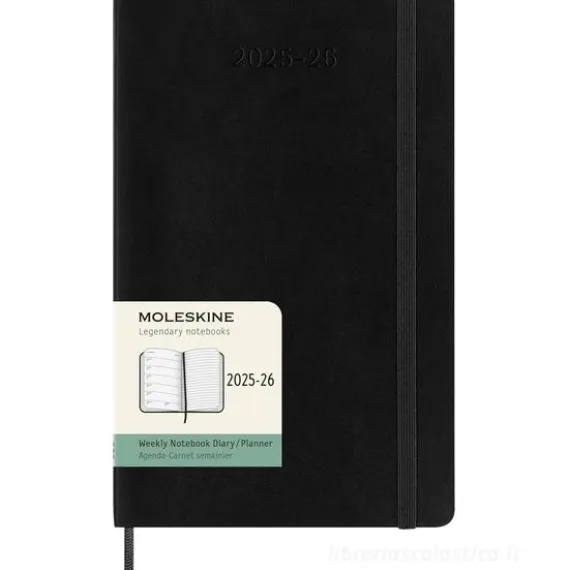 Moleskine 18 mesi - Agenda settimanale nero - Large copertina morbida 2025-2026