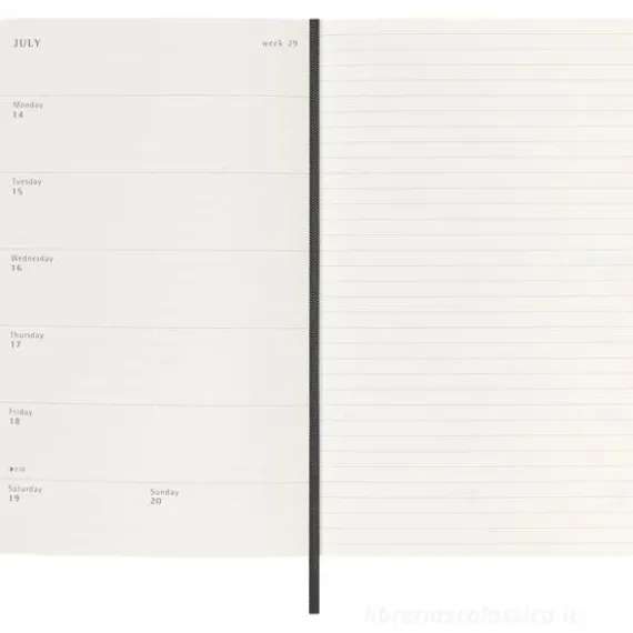 Moleskine 18 mesi - Agenda settimanale nero - Large copertina morbida 2025-2026
