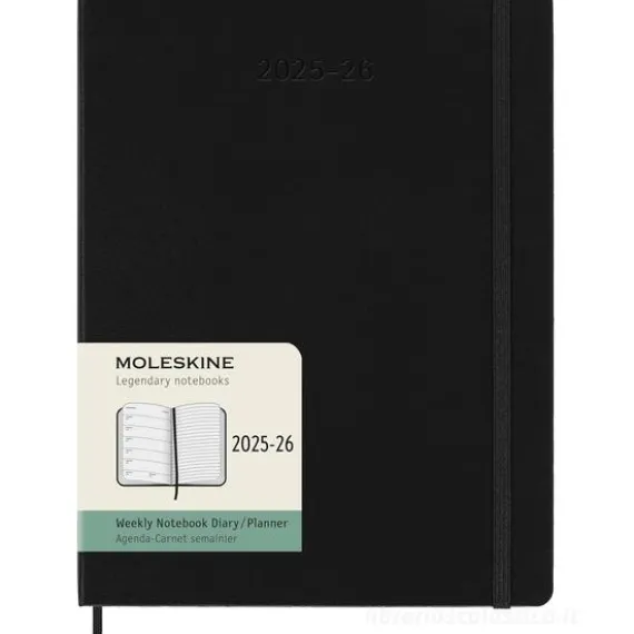 Moleskine 18 mesi - Agenda settimanale nero - Extra Large copertina rigida 2025-2026