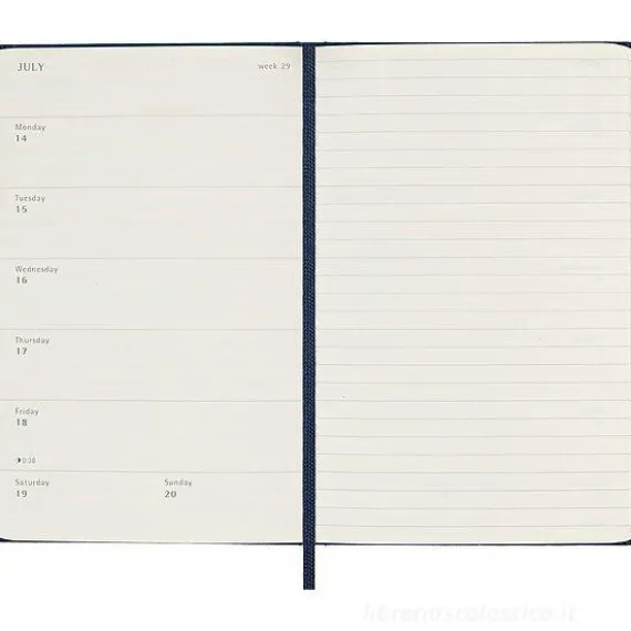 Moleskine 18 mesi - Agenda settimanale blu zaffiro - Pocket copertina rigida 2024-2025