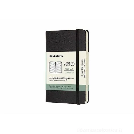 Moleskine 18 mesi - Agenda settimanale orizzontale nera - Pocket copertina rigida 2019-2020