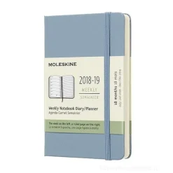 Moleskine 18 mesi - Agenda settimanale azzurra - Pocket copertina rigida 2018-2019