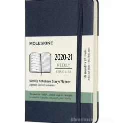 Moleskine 18 mesi - Agenda settimanale blu zaffiro - Pocket copertina rigida 2020-2021