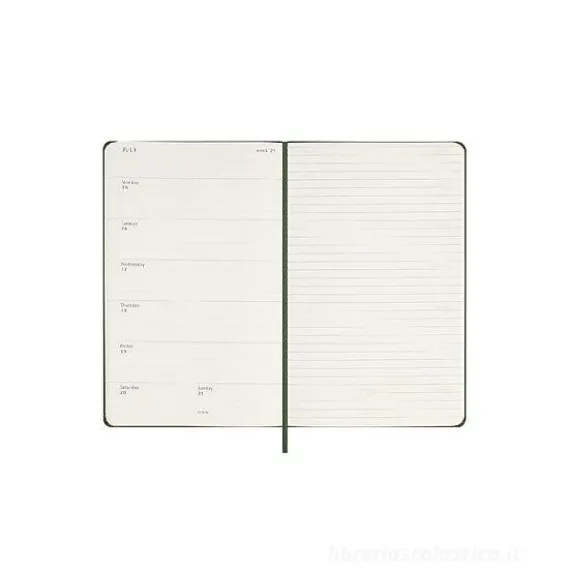 Moleskine 12 mesi - Agenda settimanale verde mirto - Large copertina rigida 2024