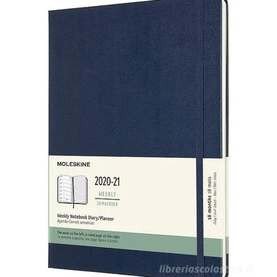 Moleskine 18 mesi - Agenda settimanale blu zaffiro - X-Large copertina rigida 2020-2021