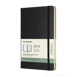 Moleskine 18 mesi - Agenda settimanale nera - Large copertina rigida 2018-2019