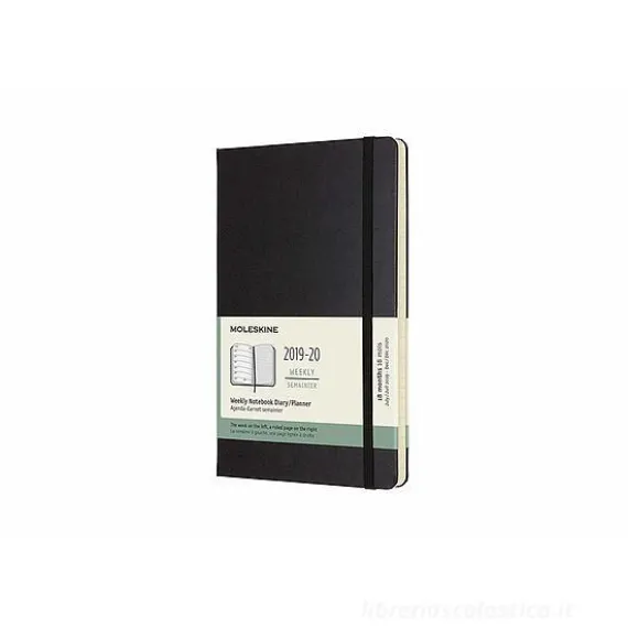 Moleskine 18 mesi - Agenda settimanale nera - Large copertina rigida 2019-2020