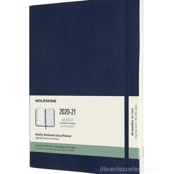 Moleskine 18 mesi - Agenda settimanale blu zaffiro - X-Large copertina morbida 2020-2021