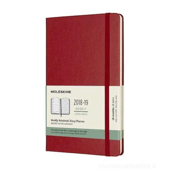 Moleskine 18 mesi - Agenda settimanale rossa - Large copertina rigida 2018-2019