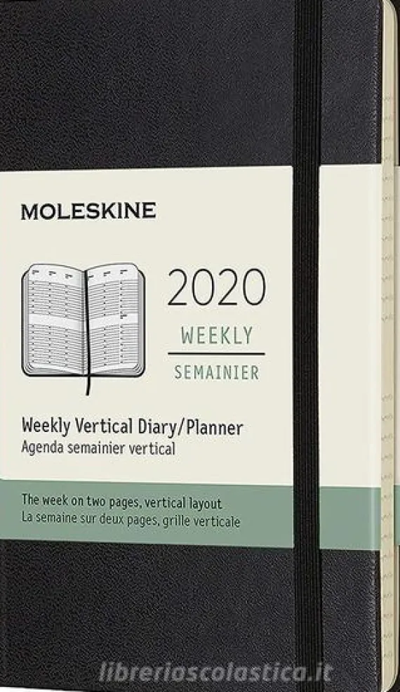 Moleskine 12 mesi - Agenda settimanale verticale nero - Pocket copertina rigida 2020