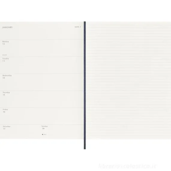 Moleskine 12 mesi - Agenda settimanale blu zaffiro - Extra Large copertina morbida 2026